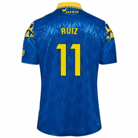 Kandiny Bambino Maglia Sergio Ruiz #11 Blu Giallo Kit Gara Away 2024/25 Maglietta