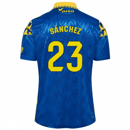 Kandiny Bambino Maglia Omar Sánchez #23 Blu Giallo Kit Gara Away 2024/25 Maglietta