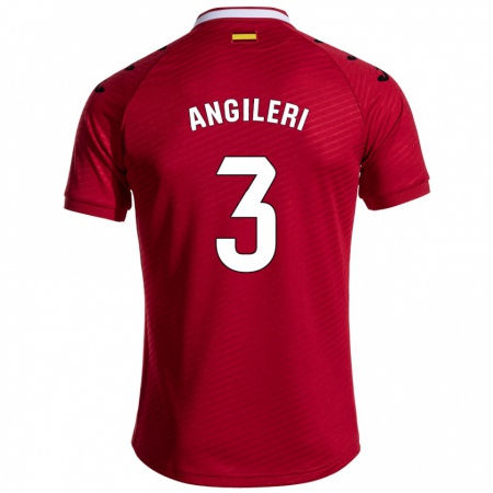 Kandiny Bambino Maglia Fabrizio Angileri #3 Rosso Scuro Kit Gara Away 2024/25 Maglietta