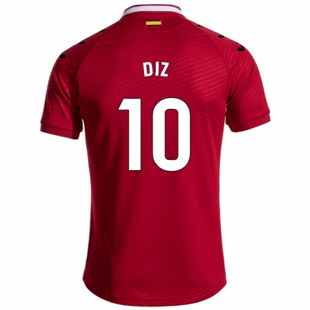 Kandiny Bambino Maglia Rafa Diz #10 Rosso Scuro Kit Gara Away 2024/25 Maglietta