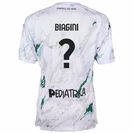 Kandiny Bambino Maglia Valerio Biagini #0 Grigio Kit Gara Away 2024/25 Maglietta