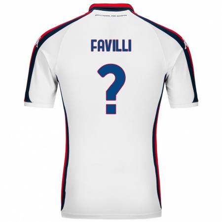 Kandiny Bambino Maglia Andrea Favilli #0 Bianco Kit Gara Away 2024/25 Maglietta