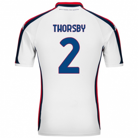 Kandiny Bambino Maglia Morten Thorsby #2 Bianco Kit Gara Away 2024/25 Maglietta