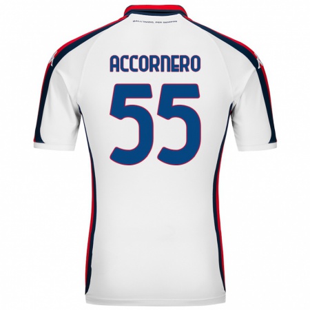 Kandiny Bambino Maglia Federico Accornero #55 Bianco Kit Gara Away 2024/25 Maglietta