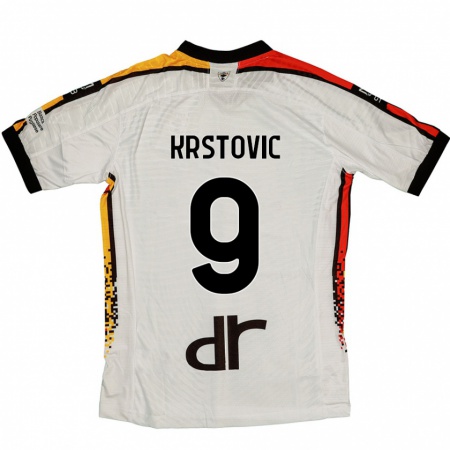 Kandiny Kinder Nikola Krstovic #9 Weiß Schwarz Auswärtstrikot Trikot 2024/25 T-Shirt Österreich