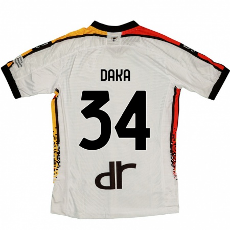 Kandiny Bambino Maglia Dario Daka #34 Bianco Nero Kit Gara Away 2024/25 Maglietta