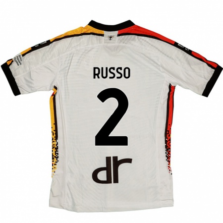 Kandiny Bambino Maglia Luca Russo #2 Bianco Nero Kit Gara Away 2024/25 Maglietta