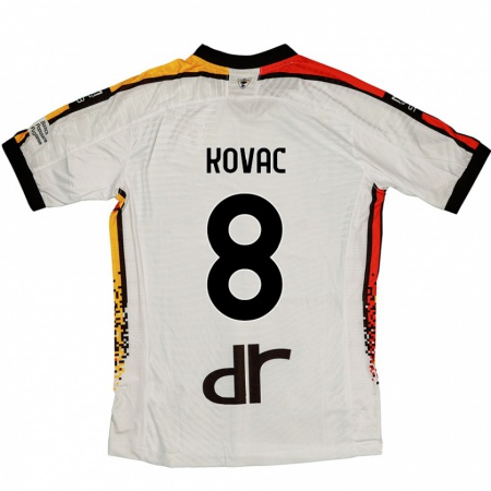 Kandiny Kinder Niko Kovac #8 Weiß Schwarz Auswärtstrikot Trikot 2024/25 T-Shirt Österreich