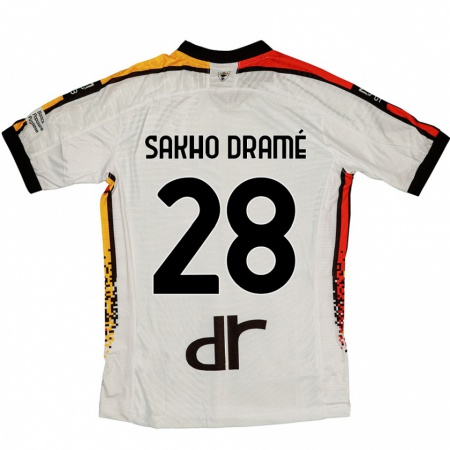 Kandiny Bambino Maglia Samba Sakho Dramé #28 Bianco Nero Kit Gara Away 2024/25 Maglietta