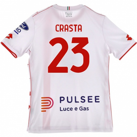 Kandiny Bambino Maglia Mario Crasta #23 Bianco Rosso Kit Gara Away 2024/25 Maglietta