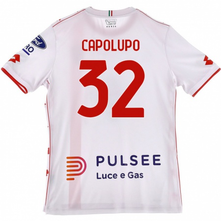 Kandiny Bambino Maglia Samuele Capolupo #32 Bianco Rosso Kit Gara Away 2024/25 Maglietta