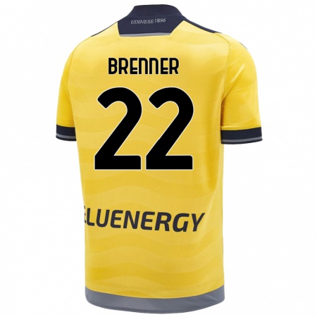 Kandiny Bambino Maglia Brenner #22 Oro Kit Gara Away 2024/25 Maglietta