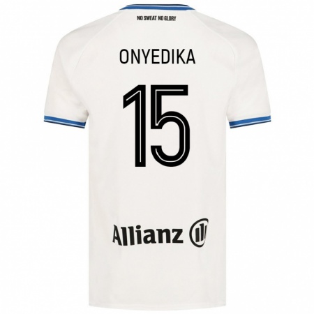 Kandiny Bambino Maglia Raphael Onyedika #15 Bianco Kit Gara Away 2024/25 Maglietta