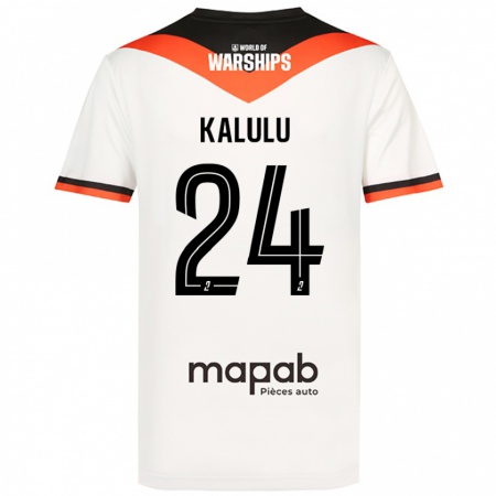 Kandiny Bambino Maglia Gédéon Kalulu #24 Bianco Kit Gara Away 2024/25 Maglietta