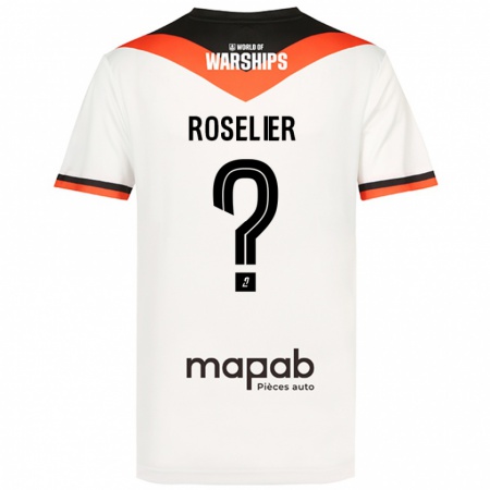 Kandiny Bambino Maglia Nathan Roselier #0 Bianco Kit Gara Away 2024/25 Maglietta