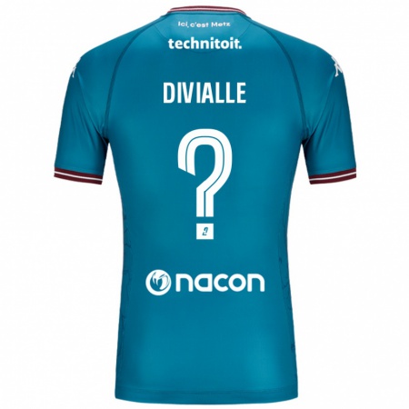 Kandiny Bambino Maglia Charles Divialle #0 Blu Petrolio Kit Gara Away 2024/25 Maglietta