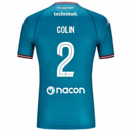 KandinyキッズMaxime Colin#2ペトロールブルーアウェイシャツ2024/25ジャージーユニフォーム