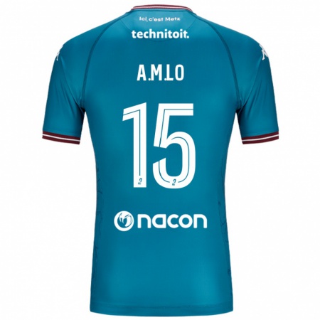 Kandiny Bambino Maglia Aboubacar Lô #15 Blu Petrolio Kit Gara Away 2024/25 Maglietta