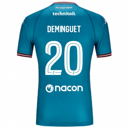 Kandiny Bambino Maglia Jessy Deminguet #20 Blu Petrolio Kit Gara Away 2024/25 Maglietta