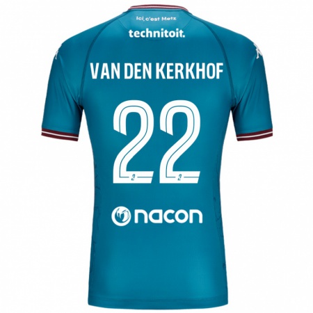 Kandiny Kinderen Kevin Van Den Kerkhof #22 Blauw Petrol Uitshirt Uittenue 2024/25 T-Shirt België