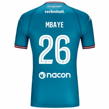 Kandiny Bambino Maglia Malick Mbaye #26 Blu Petrolio Kit Gara Away 2024/25 Maglietta