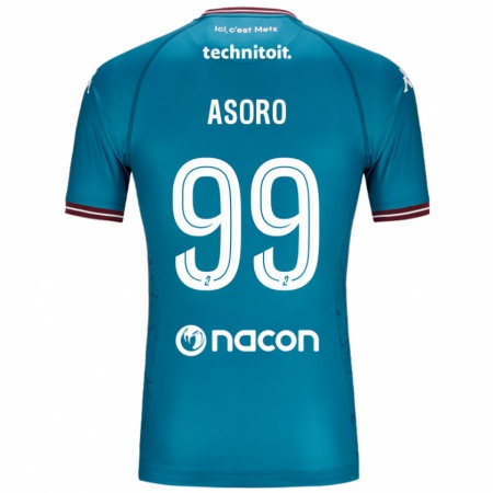 Kandiny Bambino Maglia Joel Asoro #99 Blu Petrolio Kit Gara Away 2024/25 Maglietta