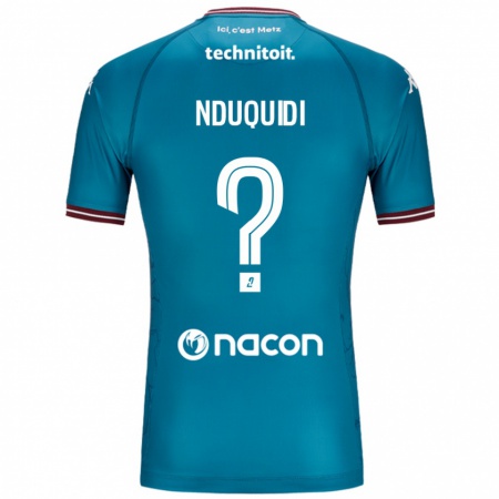 Kandiny Bambino Maglia Benjamin Nduquidi #0 Blu Petrolio Kit Gara Away 2024/25 Maglietta