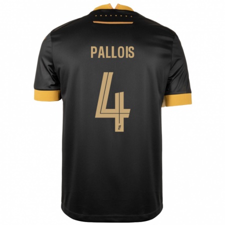 Kandiny Bambino Maglia Nicolas Pallois #4 Nero Marrone Kit Gara Away 2024/25 Maglietta