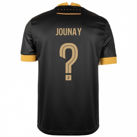 Kandiny Bambino Maglia Alix Jounay #0 Nero Marrone Kit Gara Away 2024/25 Maglietta