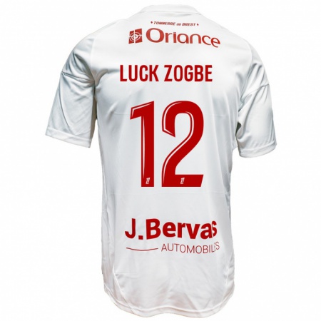 Kandiny Bambino Maglia Luck Zogbé #12 Bianco Rosso Kit Gara Away 2024/25 Maglietta