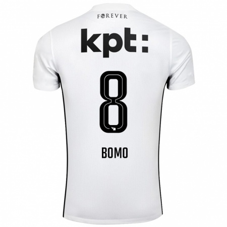 Kandiny Bambino Maglia Jacques Bomo #8 Bianco Nero Kit Gara Away 2024/25 Maglietta