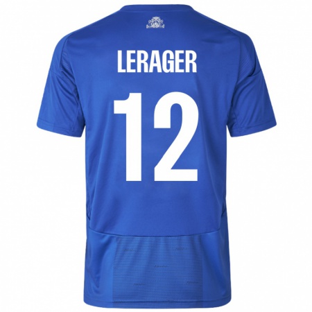 Kandiny Bambino Maglia Lukas Lerager #12 Bianco Blu Kit Gara Away 2024/25 Maglietta