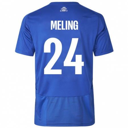 Kandiny Bambino Maglia Birger Meling #24 Bianco Blu Kit Gara Away 2024/25 Maglietta