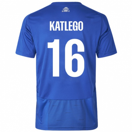 Kandiny Niño Camiseta David Katlego #16 Blanco Azul 2ª Equipación 2024/25 La Camisa