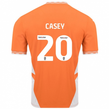 Kandiny Män Oliver Casey #20 Orange Vit Hemmatröja Matchtröjor 2024/25 Tröjor T-Tröja