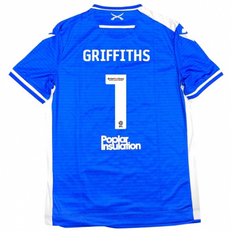 Kandiny Uomo Maglia Josh Griffiths #1 Blu Bianco Kit Gara Home 2024/25 Maglietta