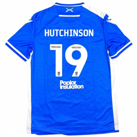 Kandiny Män Isaac Hutchinson #19 Blå Vit Hemmatröja Matchtröjor 2024/25 Tröjor T-Tröja