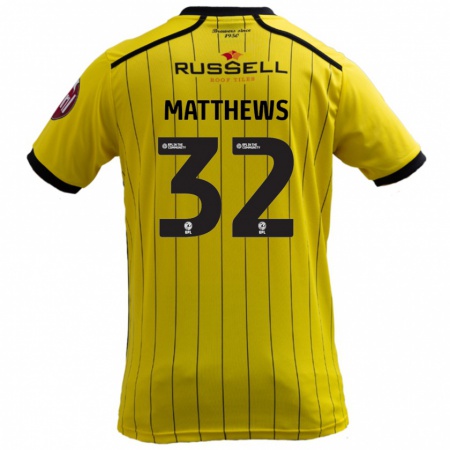 Kandiny Män Daniel Matthews #32 Gul Hemmatröja Matchtröjor 2024/25 Tröjor T-Tröja