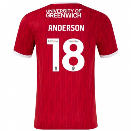 Kandiny Uomo Maglia Karoy Anderson #18 Rosso Bianco Kit Gara Home 2024/25 Maglietta