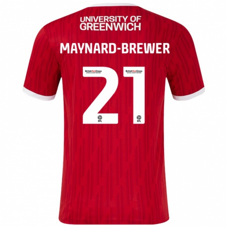 Kandiny Heren Ashley Maynard-Brewer #21 Rood Wit Thuisshirt Thuistenue 2024/25 T-Shirt België