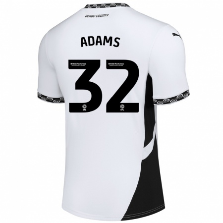 Kandiny Hombre Camiseta Ebou Adams #32 Blanco Negro 1ª Equipación 2024/25 La Camisa