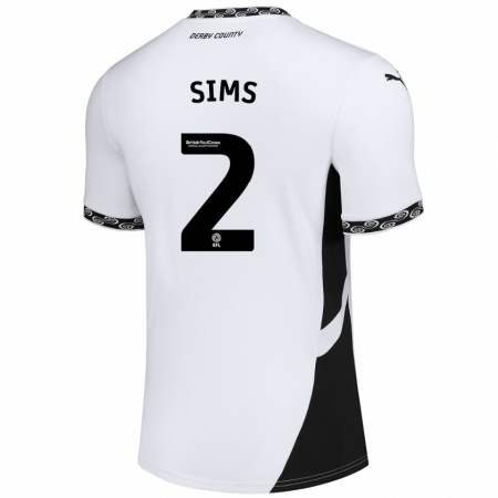 Kandiny Uomo Maglia Amy Sims #2 Bianco Nero Kit Gara Home 2024/25 Maglietta