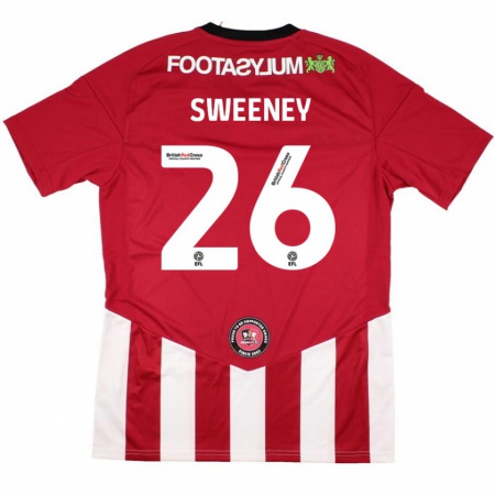 Kandiny Uomo Maglia Pierce Sweeney #26 Rosso Bianco Kit Gara Home 2024/25 Maglietta