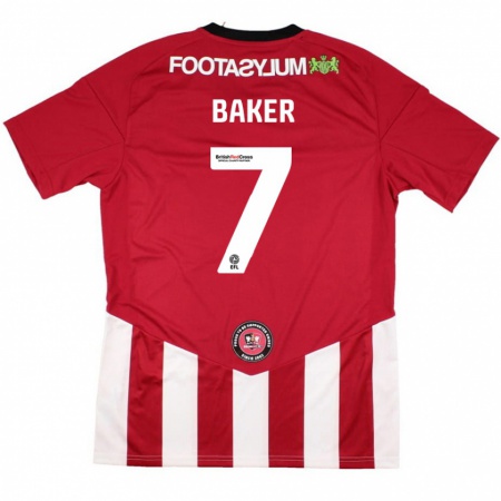 Kandiny Hombre Camiseta Phoebe Baker #7 Rojo Blanco 1ª Equipación 2024/25 La Camisa México