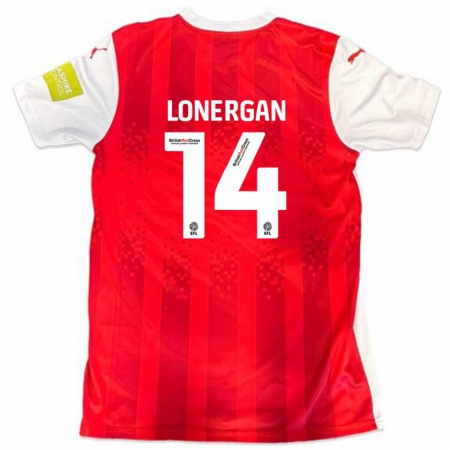 Kandiny Uomo Maglia Tommy Lonergan #14 Rosso Bianco Kit Gara Home 2024/25 Maglietta