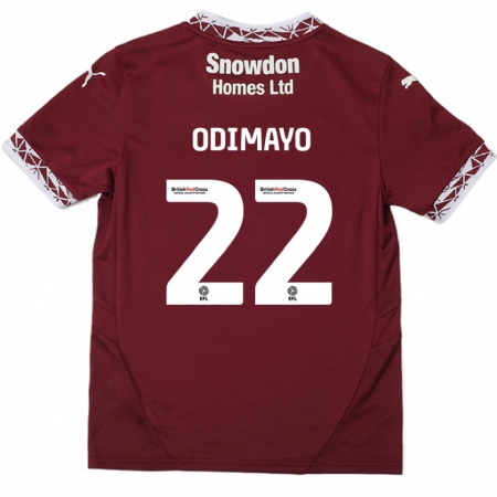 Kandiny Uomo Maglia Akin Odimayo #22 Borgogna Kit Gara Home 2024/25 Maglietta