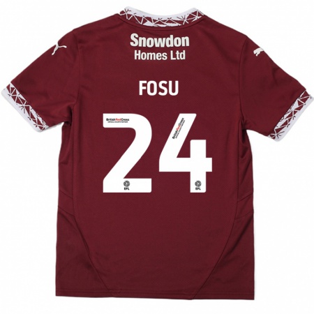 Kandiny Uomo Maglia Tariqe Fosu #24 Borgogna Kit Gara Home 2024/25 Maglietta