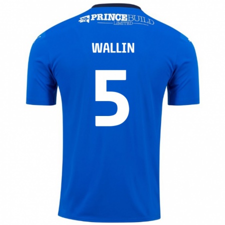 Kandiny Uomo Maglia Oscar Wallin #5 Blu Bianco Kit Gara Home 2024/25 Maglietta