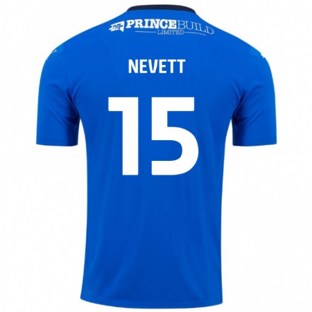 Kandiny Män George Nevett #15 Blå Vit Hemmatröja Matchtröjor 2024/25 Tröjor T-Tröja