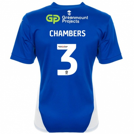 Kandiny Uomo Maglia Luke Chambers #3 Blu Bianco Kit Gara Home 2024/25 Maglietta